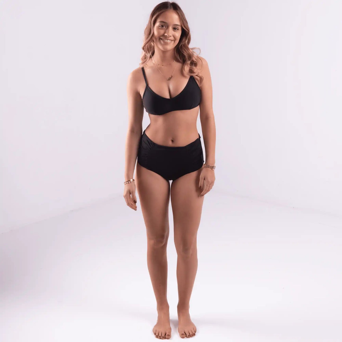 The Akira Ruched High Waist Bikini Bottom - Period Proof - Petaluda Swim