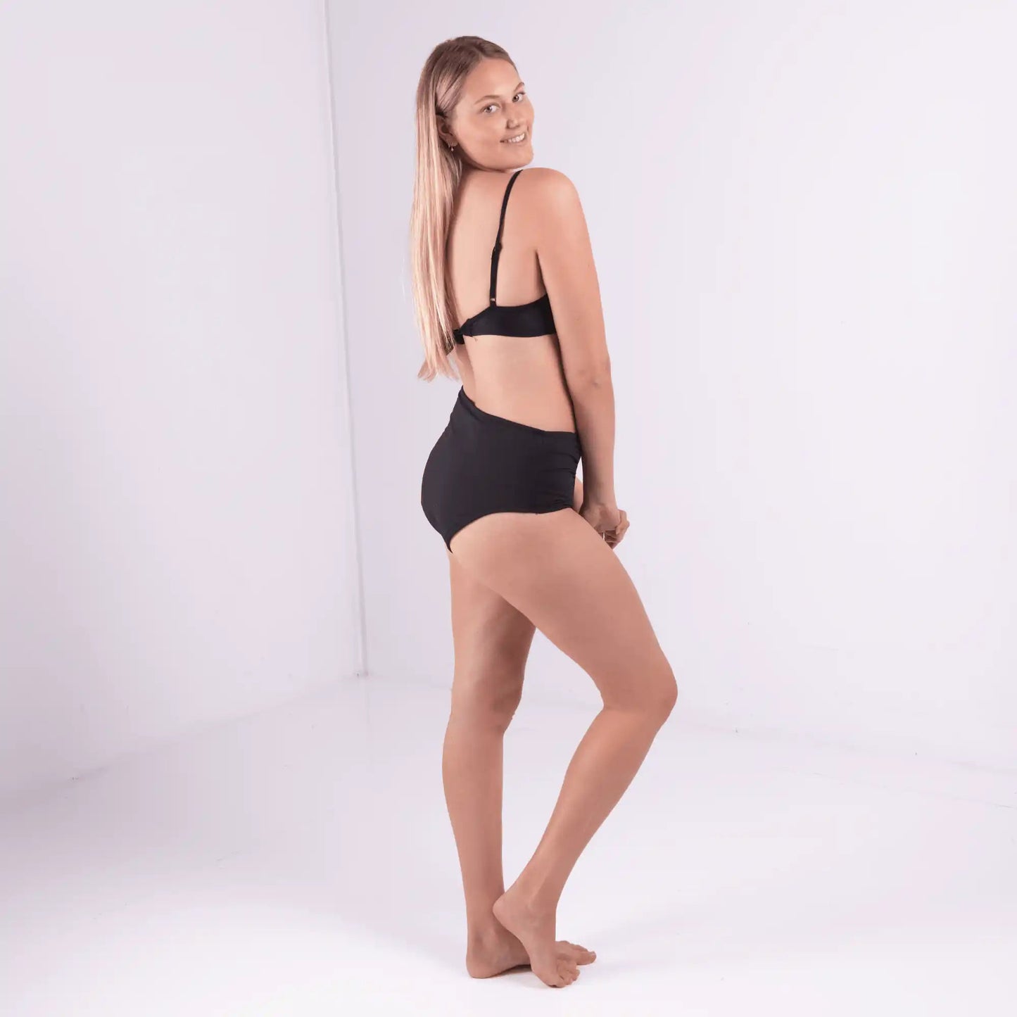 The Akira Ruched High Waist Bikini Bottom - Period Proof - Petaluda Swim