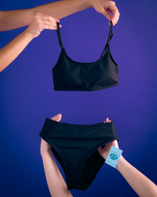 Stylish crop top period swimwear set for teen girls