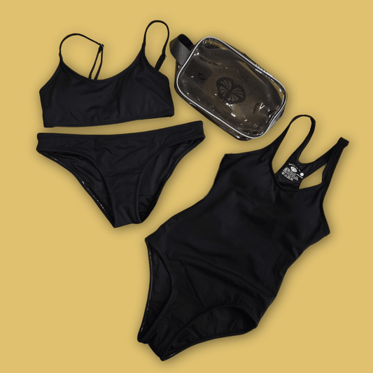 Period swimwear set for teens matching bikini top and bottoms