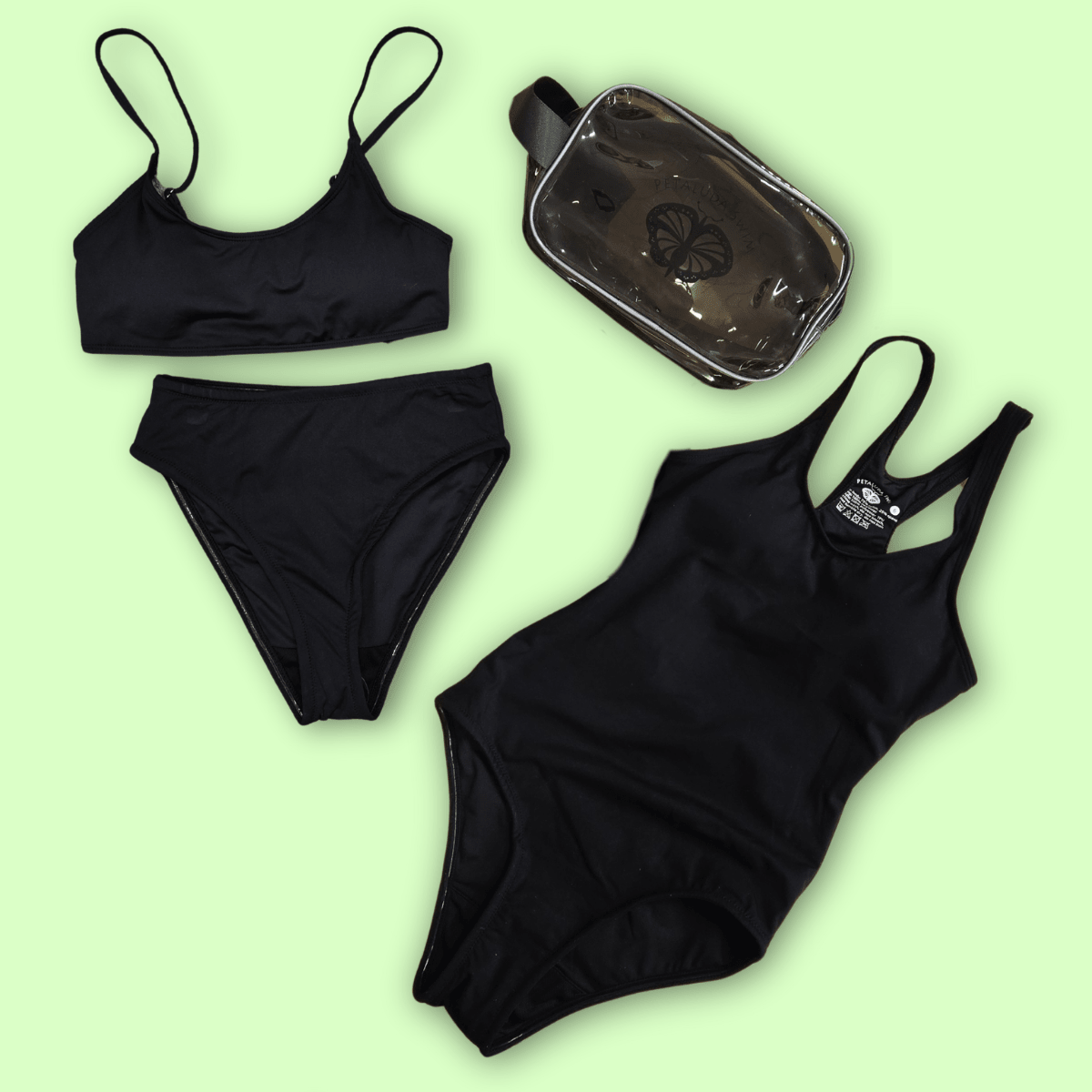 Period swimwear set for teens matching bikini top and bottoms